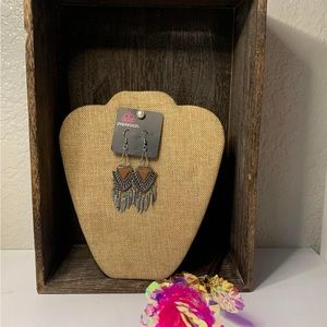 Brown Feather Western Earrings